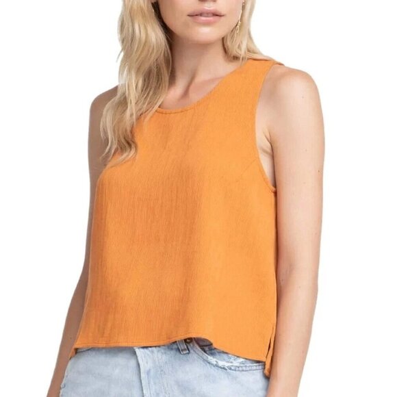 ASTR The Label Scoop Neck Ribbed Sleeveless Apricot Orange Berlin Tank Blouse L - Picture 6 of 8